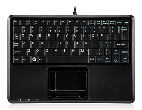 Perixx PERIBOARD-510H Plus, Wired Super Mini USB Touchpad Keyboard, X Type Scissor Keys with 2 Built-in Hubs, Black, US English Layout (11005) - style: Touchpad