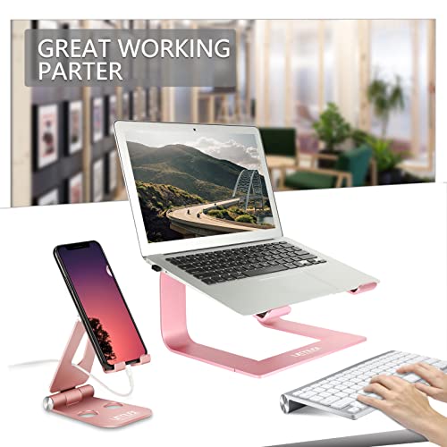 Urmust Laptop Stand for Desk - Ergonomic Computer Stand Riser Holder for MacBook Air Pro, Dell, HP, Lenovo, Samsung, Alienware Laptops 11-15.6" (Pink, Up to 15.6" Laptop) - color: D-Rose Gold