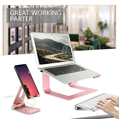 Urmust Laptop Stand for Desk - Ergonomic Computer Stand Riser Holder for MacBook Air Pro, Dell, HP, Lenovo, Samsung, Alienware Laptops 11-15.6" (Pink, Up to 15.6" Laptop) - color: D-Rose Gold