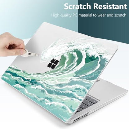 Batianda AstroGrid Case for Microsoft Surface Laptop 15 inch, Aqua Wave | Fits Surface Laptop for Business 8th Edition 2026 & Surface Laptop 7 2024, 4-in-1 Accessories Bundle, Slim Durable Hard Shell - color: Wave