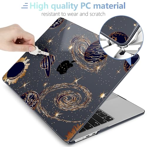 MEEgoodo Case for M5/M4/M3/M2 MacBook Air 15 inch Case 2026 2025 2024 2023, Laptop Shell Fit Model (A3448/A3241/A3114/A2941) for MacBook Air 15.3-inch, Planets & Galaxies - color: Planets & Galaxies