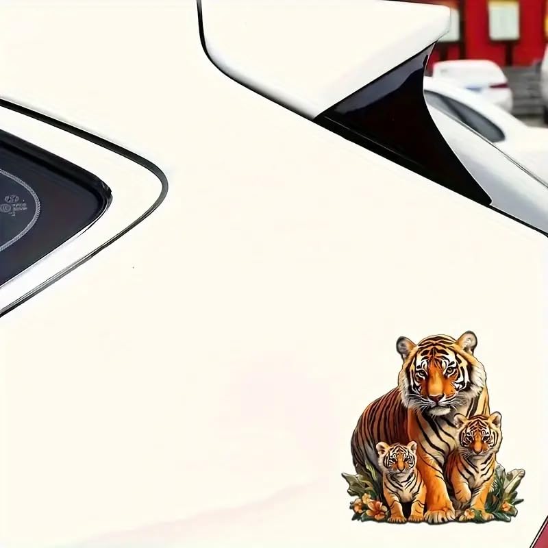 Tiger Family PVC Vinyl Car Decals Stickers Waterproof Self-Adhesive Decals for Cars, Laptops, Trucks, Motorcycles Wall Window Luggage Scratch Cover Door Decor Sticker