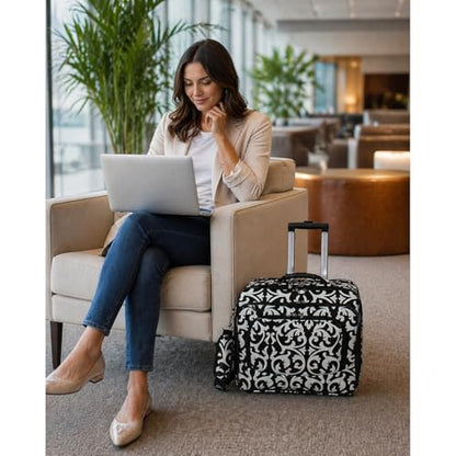 World Traveler Rolling 17-Inch Laptop Briefcase Computer Case - Black Trim Damask - color: Black Trim Damask