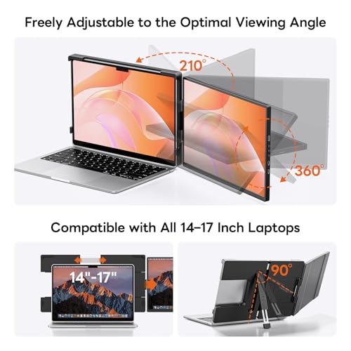 14" Laptop Screen Extender,FHD 1200P IPS Portable Monitor for 14"-17.3" Laptops, Dual Travel Screen Monitor Plug & Play, Laptop Screen Monitor Extender Compatible with Windows/Mac/Android&Chrome OS - style: 14.1 Dual