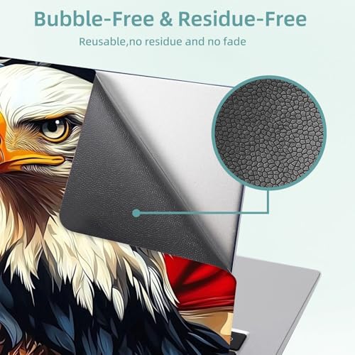 Universal Laptop Skin Decal, 3-Piece Vinyl Protector for 12 13 14 15.6" Notebook, Waterproof Anti-Scratch, Easy Trim & Bubble-Free Finish, Bald Eagle with American Flag - color: Bald Eagle with American Flag