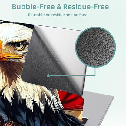 Universal Laptop Skin Decal, 3-Piece Vinyl Protector for 12 13 14 15.6" Notebook, Waterproof Anti-Scratch, Easy Trim & Bubble-Free Finish, Bald Eagle with American Flag - color: Bald Eagle with American Flag