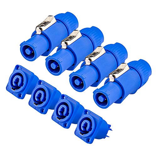 Powercon Connectors, Compatible with Neutrik Nac3mpa Powercon Adapter in Connector to Panel Mount, Male to Power Cable Connectors 4 Packs - color: 4 Set Blue