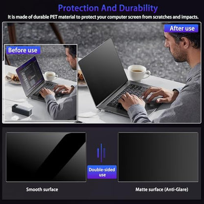 15.6" Privacy Screen Computer for 16:9 Aspect Ratio, 2-Sided Removable Anti-Peeping/Anti-Glare, Blue Light Block, UV Protect, Reduce Strain, Anti-Scratch, Fits 15.6-inch 16:9 Protector Film - size: 15.6inch 16:9