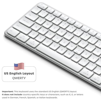 Satechi Slim EX3 Wireless Keyboard, Full-Size Keyboard w/Numpad, Multi-Device Bluetooth, 2.4GHz Connection for macOS, Windows, Android, Instant OS Key Remap,USB-C Rechargeable Battery, Silver - color: Silver, size: Keyboard