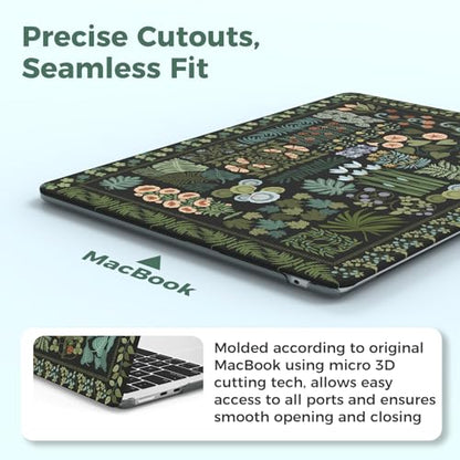 iCasso for MacBook Air 13.6 inch Case M5 2026 M4 2025 M3 M2 2024-2022 Model A3449 A3240 A3113 A2681, Flower Pattern Sturdy Protective Hard Shell Cover for Mac Book Air 13 inch, Black Plant - color: Black Plant