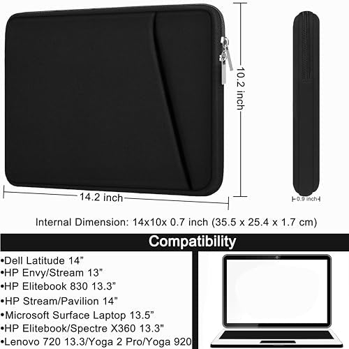 Laptop Case Sleeve 14 inch, Durable Carrying Bag Shockproof Protective Case Cover, Handbags Briefcase Laptop Bag Compatible with 14" MacBook Air/Pro HP Asus Lenovo Notebook Computer, Black - color: Black, size: 14 inch