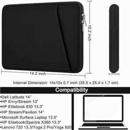 Laptop Sleeve 14 inch, Durable Carrying Bag Shockproof Protective Case | Laptop Case, Handbags Briefcase Laptop Bag Compatible with 14" MacBook Air/Pro HP Asus Lenovo Notebook Computer - color: Black, size: 14 inch