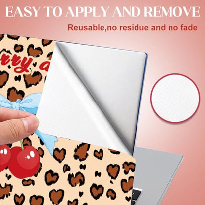 SUPERDANT Cherry Laptop Skin Sticker Decal Leopard Heart Shape Universal Laptops Notebook Skin Sticker for 12 13 13.3 14 15 15.4 15.6 Inches Vinyl Laptop Cover Stickers Notebook Protector