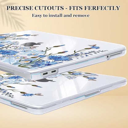 Compatible with MacBook Neo 13 inch Case 2026 (Model A3404), Printed Pattern Hard Shell Laptop Case with Keyboard Cover & Screen Film, Slim Plastic Protective Cover, Tropical Blue Flowers - color: Tropical Blue Flowers