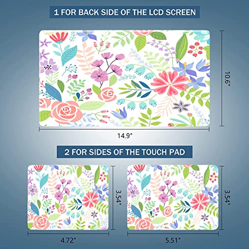 Laptop Skin Sticker Decal 15-15.6 Inches, Universal Reusable Vinyl Sticker for 12.1 13 13.3 14 15.4 Inches Netbook/Notebook PC, Waterproof & Scratch-Resistant (Flowers, Leaves) - color: Flowers, Leaves
