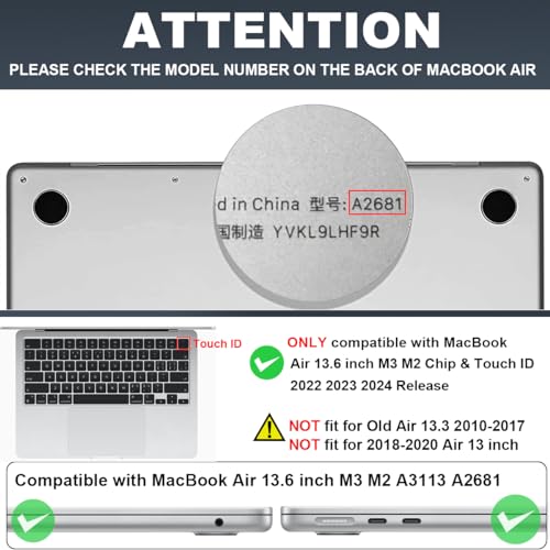 for 2026 MacBook Air 13 Inch Case M5 A3449 M4 A3240 A3113 M3 A2681 M2 2026 2025 2024 2023 2022 Release, Pattern Plastic Hard Shell Case Cover for MacBook Air 13.6inch M5, Pink Bowknot - color: Pink Bowknot