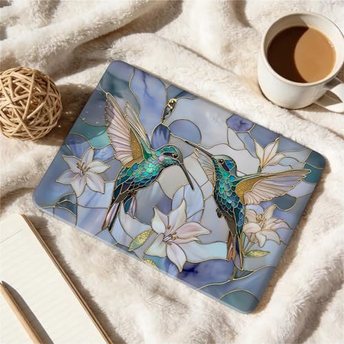 for MacBook Pro 15 Inch Release 2016/2018 Model A1707 A1990 Black Computer Case,Novelty Premium Pattern Hardshell Laptop Case Gilded Wings Stained Glass Hummingbirds Lilies - color: Gilded Wings Stained Glass Hummingbirds Lilies, size: A1707/A1990(15 inch