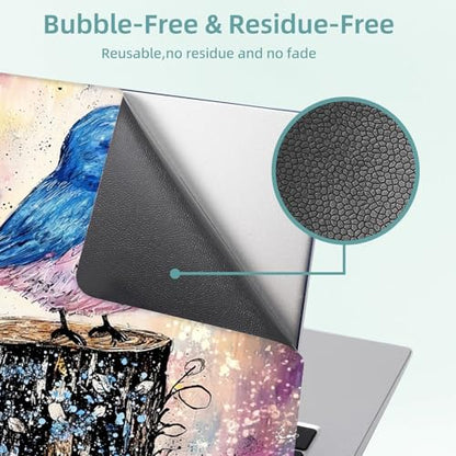 Universal Laptop Skin Decal, 3-Piece Vinyl Protector for 12 13 14 15.6" Notebook, Waterproof Anti-Scratch, Easy Trim & Bubble-Free Finish, Blue Birds sit on Flowery Piers - color: Blue Birds sit on Flowery Piers