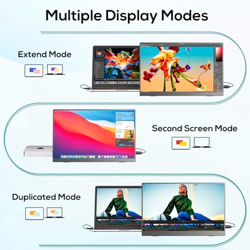 18.5 Inch Portable Monitor, FHD 120Hz IPS HDR 125% sRGB USB-C HDMI External Travel Monitor with Built-in Speakers, VESA Compatible for Laptop MacBook PC Surface PS5 Xbox - size: 18.5-inch