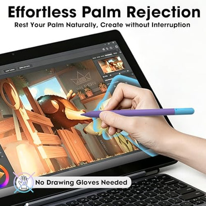 Stylus Pen for iPad 6th-11th Gen - 4X USB-C Fast Charge Pencil with 4 Replacement Nibs &0.1mm Pixel Precision, Magnetic Active Stylus for iPad Pro 11"/13"/M5/M4, Air M4/M3/M2, Mini 7/6/5, Purple - color: Purple