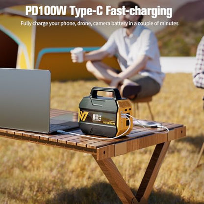 VTOMAN FlashSpeed 300 Portable Power Station, 300W 230Wh LiFePO4 Battery | 3000 Life Cycles, 600W peak, 100W PD USB-C, Fast Charge, 6 Outputs, Outdoor Camping, Home Backup, RV, Off-Grid