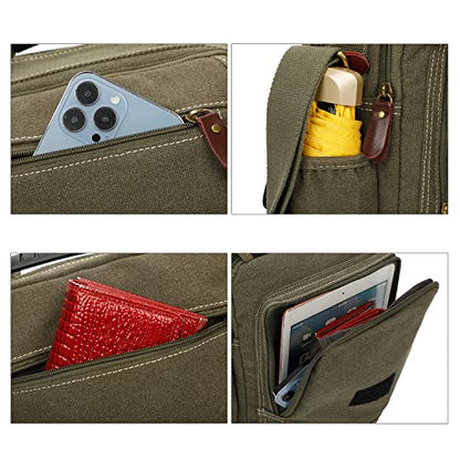 Man Small Canvas Messenger Bag Man Purse Shoulder Bag Crossbody Bag With Water Bottle Pocket 12 Inch - color: Blue