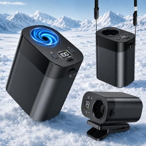 Portable Rechargeable Waist Fan Bladeless, 24H Max Cooling, 100-Speed 20000RPM Turbo Cooling Battery Personal Fan, Hands-Free Shirt/Belt/Neck Fan for Work Outdoor Travel, Black - color: Black