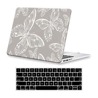 Compatible with MacBook Pro 13 inch Case 2022-2016 Release M2 M1 A2338 A2289 A2251 A2159 A1989 A1706, Plastic Hard Shell Case & Keyboard Cover, Has Logo Cutout, Butterfly - color: 02 Butterfly