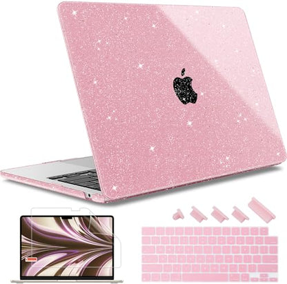 May Chen for 2026 MacBook Air 15 inch Case 2025 2024 2023 A3448 M5 A3241 M4 A3114 M3 A2941 M2 with Liquid Retina Display & Touch ID, Plastic Hard Shell with Keyboard Cover - Pink Glitter - color: Pink Glitter