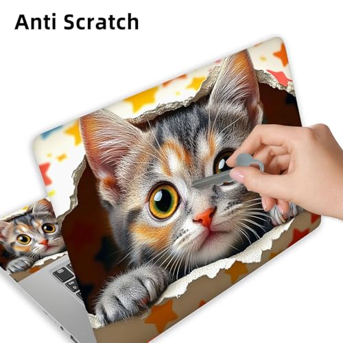 Aesthetic Laptop Skin Cover,12-15.6 Inch Universal Vinyl Sticker Decal,Waterproof Scratch-Resistant Notebook Wrap,Removable Residue-Free Protector,Cute Kitten Stars - color: Cute Kitten Stars