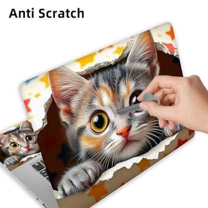 Aesthetic Laptop Skin Cover,12-15.6 Inch Universal Vinyl Sticker Decal,Waterproof Scratch-Resistant Notebook Wrap,Removable Residue-Free Protector,Cute Kitten Stars - color: Cute Kitten Stars