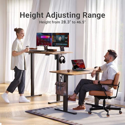 Claiks Electric Height Adjustable Standing Desk, 63x24 Inch, Rustic Brown | Smooth Height Adjustment, 4 Memory Presets, Cable Management Hub&Hook, Stable Steel Frame, 176lbs Capacity, Easy Assembly - color: Rustic Brown, size: 63