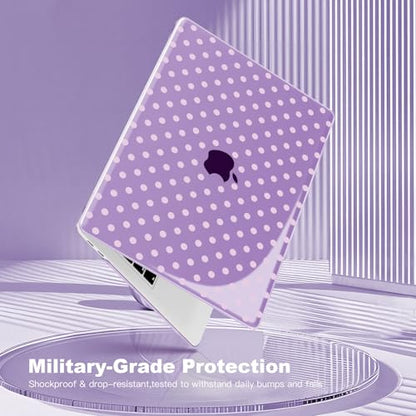 Teryeefi for MacBook Pro 13 inch Case M2 M1 2016-2022 Release Model A2338 A2289 A2251 A2159 A1989 A1706 A1708 Plastic Hard Shell Case Cover with Keyboard Cover & Screen Protector, Purple Polka Dots - color: Purple Polka Dots