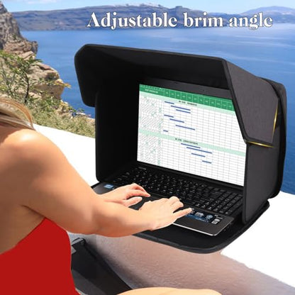 Portable Laptop Sun Shade Foldable Laptop Privacy Shield Blocks Sunlight Working Outside,Computer Anti Glare Shield Privacy Hood Case Fits 12-14in(Patent Pending) - size: 12-14 inch