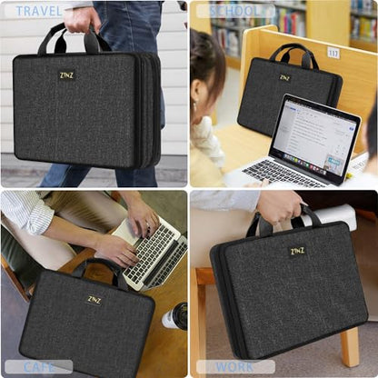 Laptop Case 15 15.6 16 inch Sleeve, Expandable Computer Hand Bag with Multi-pockets Compatible with MacBook Pro 16 inch M4/M3/M2/M1, MacBook Air/Pro 15 inch and 15-16 inch Notebooks，B04K01