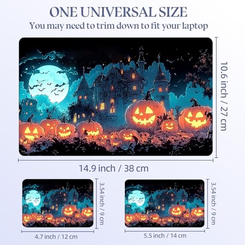 Universal Laptop Skin Sticker Decal,15.6 Inch Laptop Vinyl Cover for 13" 14" 15.6" Laptop,Scratch-Resistant Waterproof Protector Wrap,Reusable with Wrist Pads,Mansion Pumpkins - color: Mansion Pumpkins