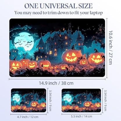 Universal Laptop Skin Sticker Decal,15.6 Inch Laptop Vinyl Cover for 13" 14" 15.6" Laptop,Scratch-Resistant Waterproof Protector Wrap,Reusable with Wrist Pads,Mansion Pumpkins - color: Mansion Pumpkins