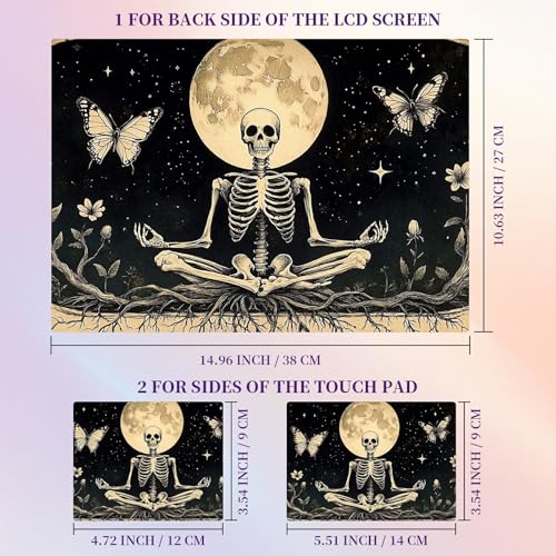 Laptop Skin Sticker Laptop Cover for 12" 13" 13.3" 14" Laptop Stickers,Reusable Skin Sticker Cover Personalized Art Waterproof & Scratch-Resistant Protector Case,Skeleton Skull Moon - color: Skeleton Skull Moon