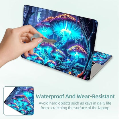 Universal Laptop Skin Decal, 3-Piece Vinyl Protector for 12 13 14 15.6" Notebook, Waterproof Anti-Scratch, Easy Trim & Bubble-Free Finish, Mushrooms are Glowing - color: Mushrooms are Glowing