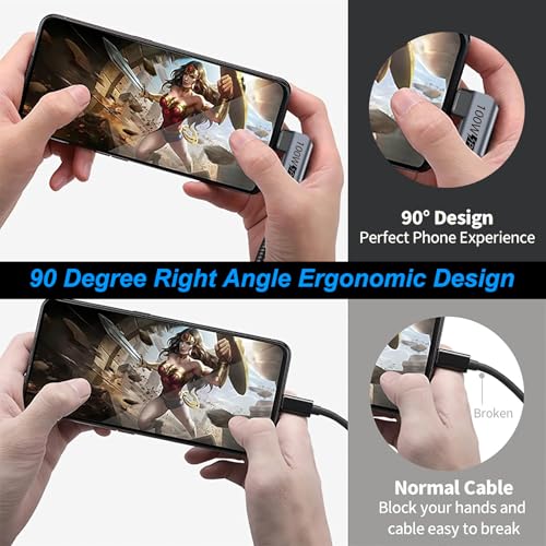 USB C Extension Cable, USBC Right Angle Extender Cord 6 FT USB 3.1(10Gbps) Male to Female 100W Fast Charging Cable Compatible for MacBook Pro/Air, Switch, Laptop, Tablet and Mobile Phone - size: 6.6FT