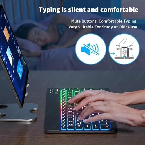 2 Pack Ultra-Slim Bluetooth Keyboard and Mouse Portable Mini Wireless Keyboard Rechargeable 7-Color Backlit for Apple iPad iPhone Samsung Tablet iPhone Smartphone iOS Android Windows,Black - color: 2 Pack black