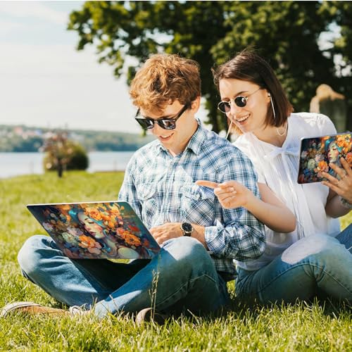 Universal Laptop Skin Sticker with 2 Wrist Pad Skins, Waterproof Scratch Resistant Vinyl Laptop Cover Decal, Cut to Fit for 11–15.6 Inch MacBook HP Dell Lenovo, Art Girl Flower - color: Art Girl Flower