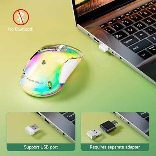 memzuoix 2.4G LED Wireless Mouse, Rechargeable Ergonomic Mouse with Detachable Cover, 1400 DPI Portable Optical Computer Mouse with USB Receiver for Laptop, PC, Desktop and MacBook, 5 Buttons-Yellow - color: Yellow