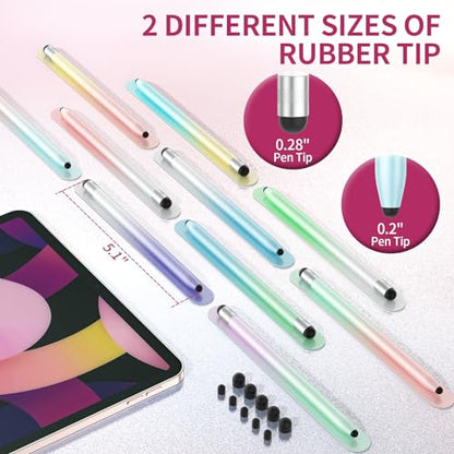 Stylus Pen for Touchscreen, 10Pcs High Sensitivity & Precision Capacitive Stylus Pen for iPad, iPhone, Android Smartphone, Tablets and All Universal Touchscreen Devices (10 Gradient Colors)