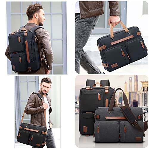 Laptop Backpack for Men Travel Business Fits up to 17.3-inch Computer Convertible Computer Case Carrying Shoulder Messenger Tote Briefcase Sleeve Extra Large Work Business Black Purse Laptop Bag - color: Black-m01