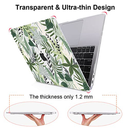 for MacBook Air 13 inch Case 2021 2020 2019 2018 for Mac A2337 M1 A2179 A1932 Cover with Touch ID, Crystal Plastic Hard Shell Case Keyboard Skin Screen Protector, Tropical Green Leaves - color: Tropical Green Leaves