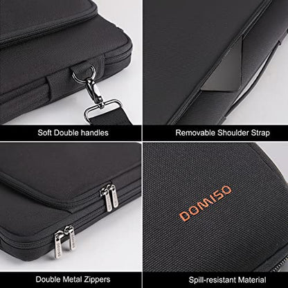 DOMISO 15.6 inch Laptop Case Sleeve Protective Cover Compatible with MacBook Pro 16 M4 M3 M2/Pro Max,15.6-16 inch HP Dell ASUS Lenovo Chromebook,Waterproof Computer Bag with Shoulder Strap,Black - color: Black, size: 15.6 inch