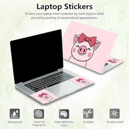 Laptop Skin Sticker Decal, Universal Reusable Vinyl Laptop Cover for 12" 13" 13.3" 14" 15" 15.4" 15.6" Notebook PC, Waterproof Scratch-Resistant with 2 Wrist Pads, Easy to Apply & Remove,Cute Pink Pig - color: Cute Pink Pig