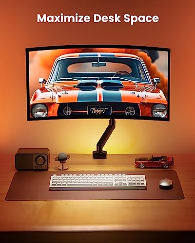 ErGear Single Monitor Arm for 13-36 Inch Screens, 22 lbs Capacity | Full-motion adjustment, C-clamp or grommet mounting, cable clips, 22 lbs support, ultrawide setup, VESA 75x75/100x100mm - size: 13"-36", style: Single Arm