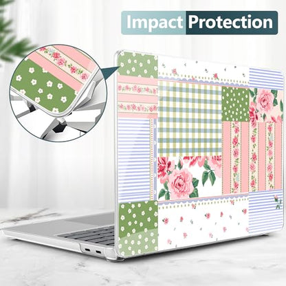 Batianda Case for Microsoft Surface Laptop 13 inch 2025 2026,Chic Patchwork | Fits Model 2095, Artistic Patterns Ultra-Slim Lightweight Scratch-Resistant Hard Shell with Professional Protection - color: Floral striped frame